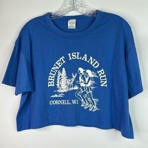 Vintage Spruce Brunet Isle State Park Wisconsin Run Cropped Tshirt Large 80s